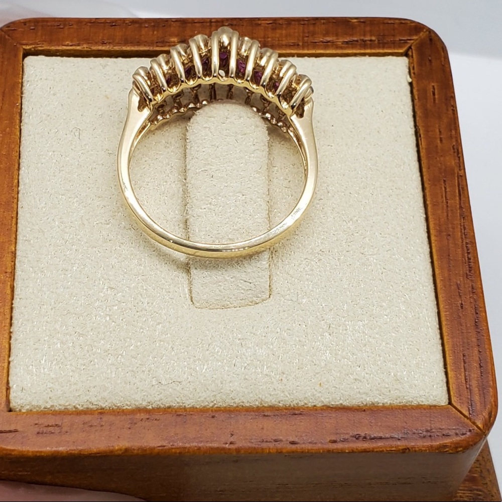 1.73ctw Ruby & Diamond Band Ring 14k solid Gold - Picture 9 of 13